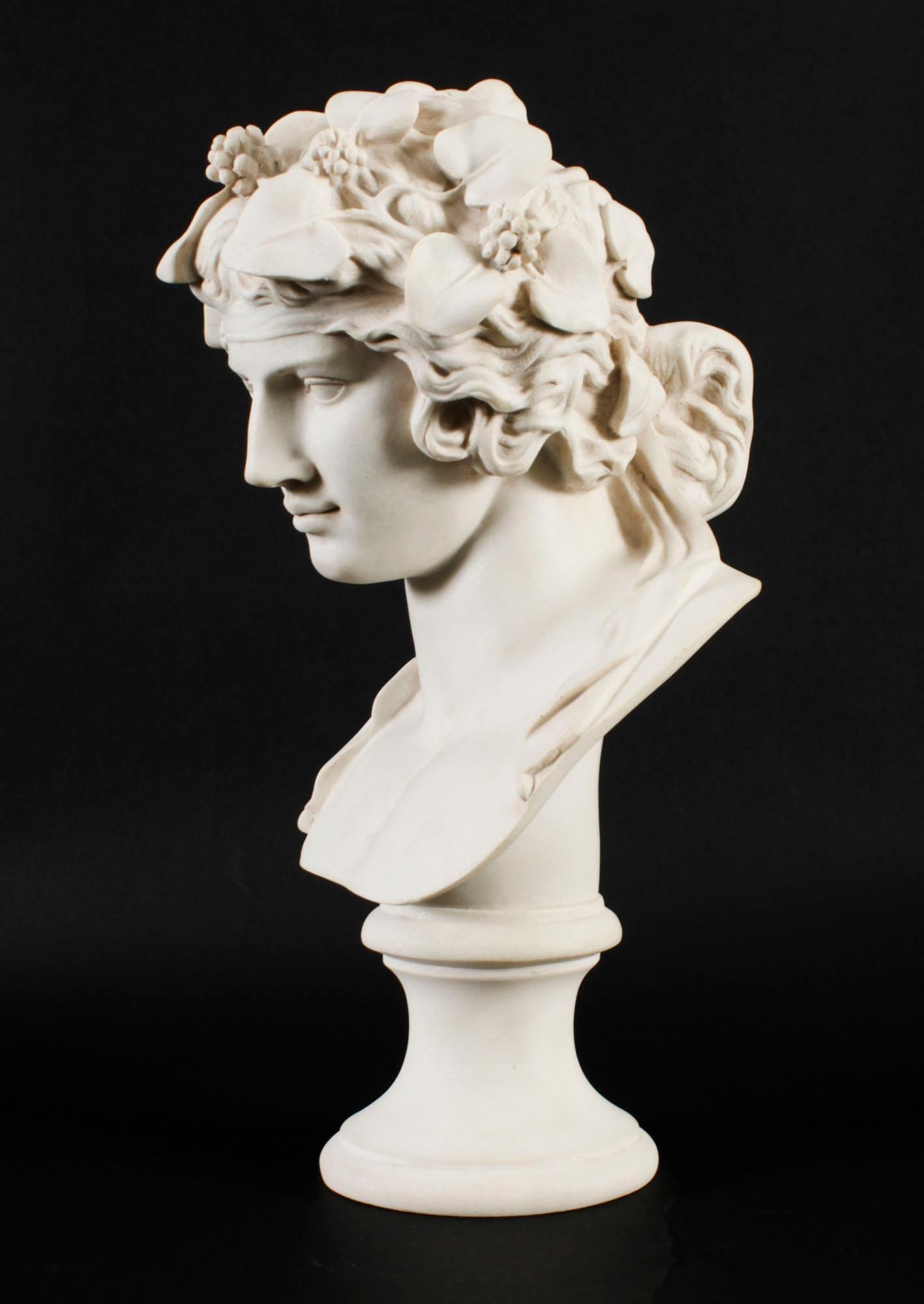 Vintage Composite Marble Bust of Roman God Bacchus 20th Century 3