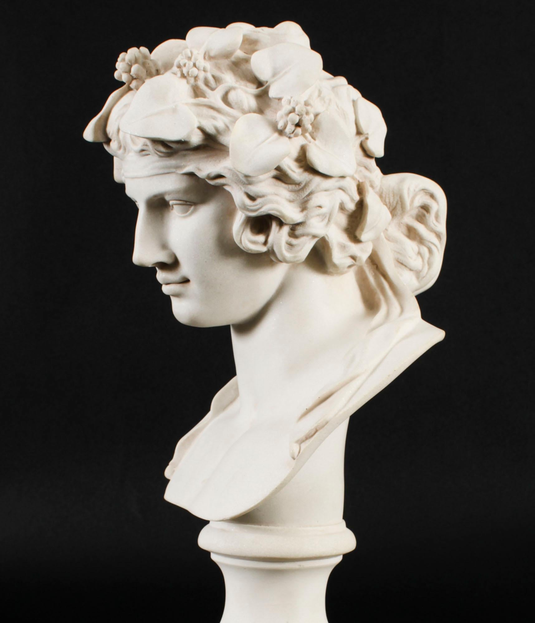 Vintage Composite Marble Bust of Roman God Bacchus 20th Century 4