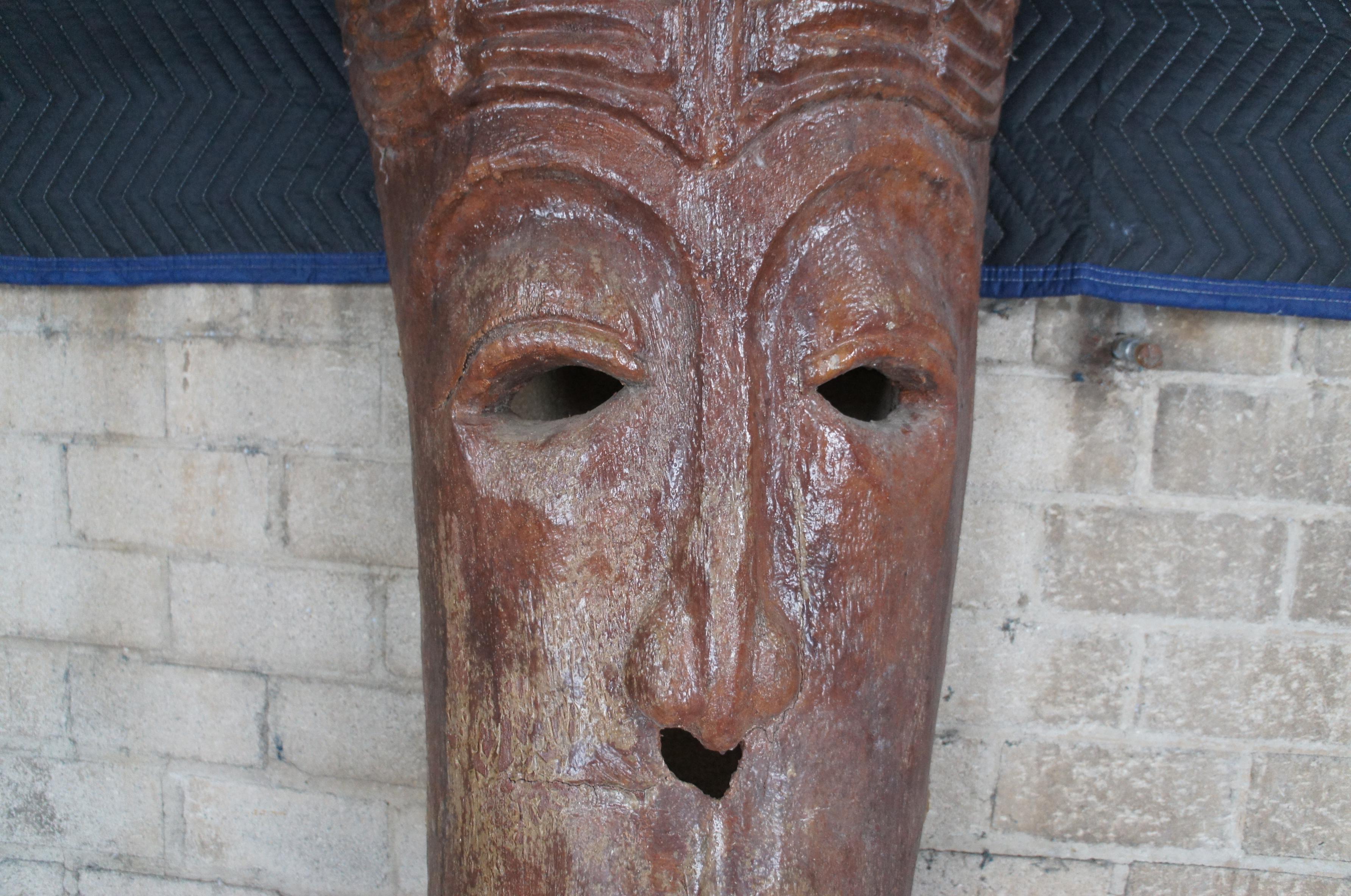 Masque tribal vintage composite Tiki Hut Totem Garden Statue Bali polynésienne 203 cm en vente 4