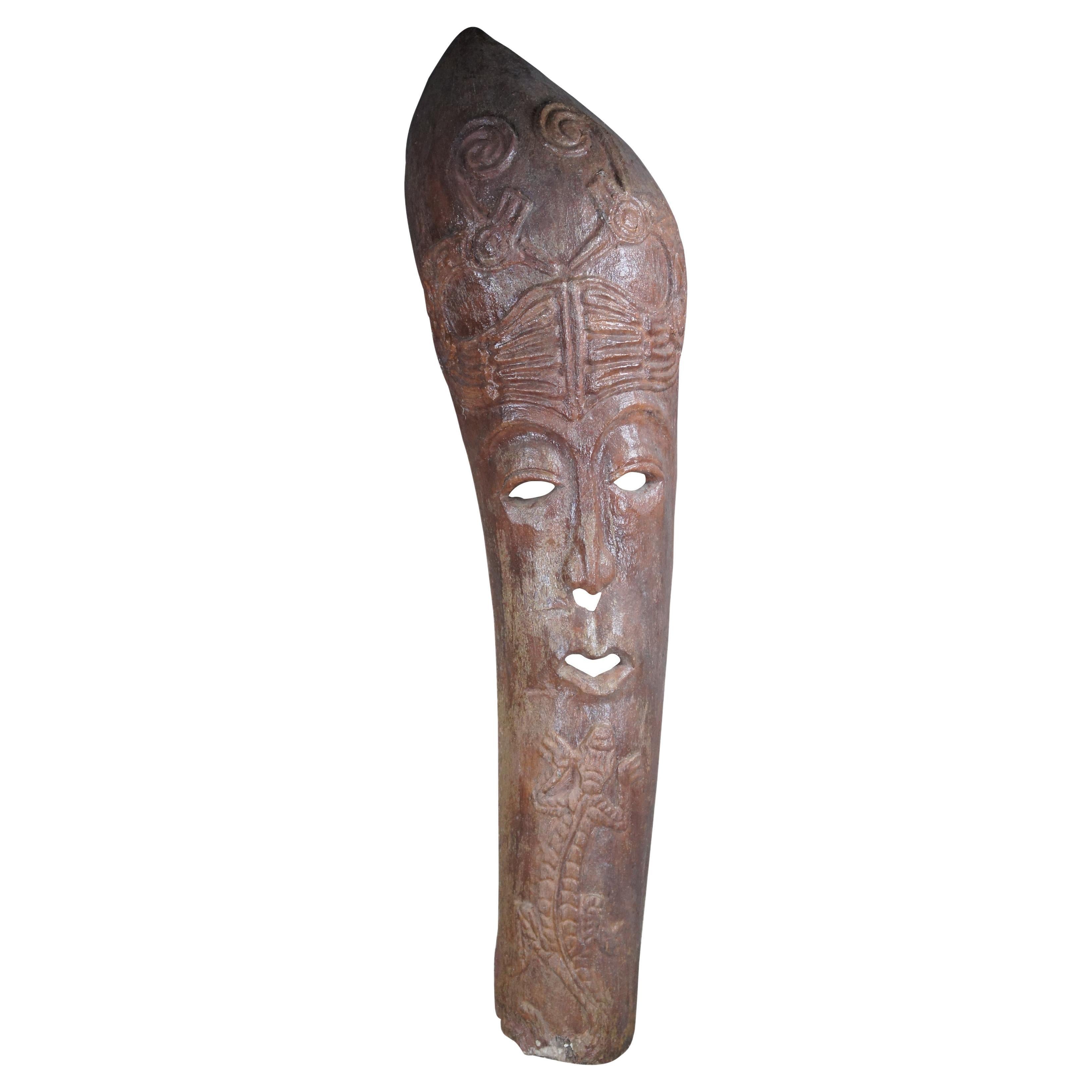 Vintage Composite Tiki Hut Bali Polynesian Style Mask Totem Garden Statue For Sale