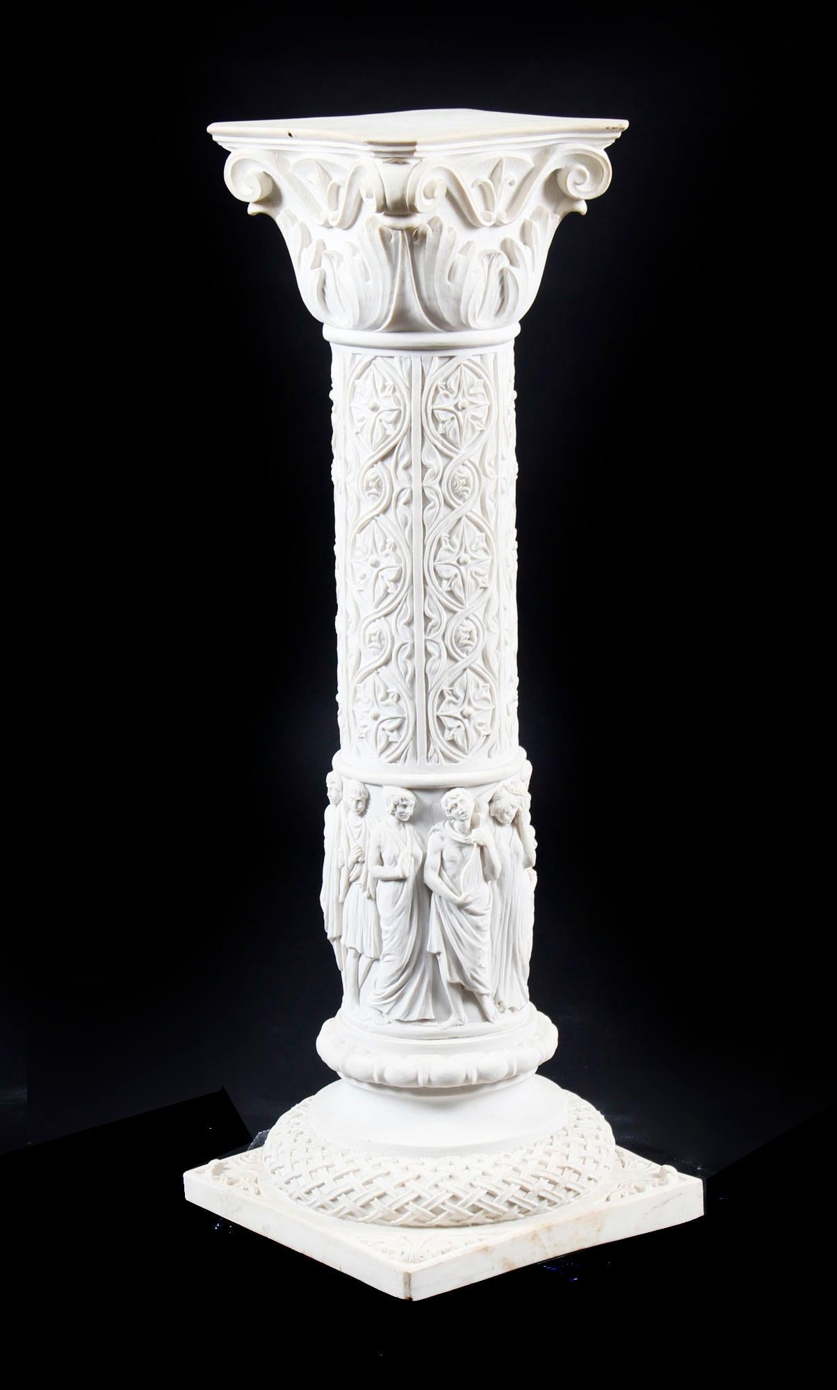 Mid-20th Century Vintage Composition Marble Bust of Apollo on a Pedestal, 20th Century For Sale