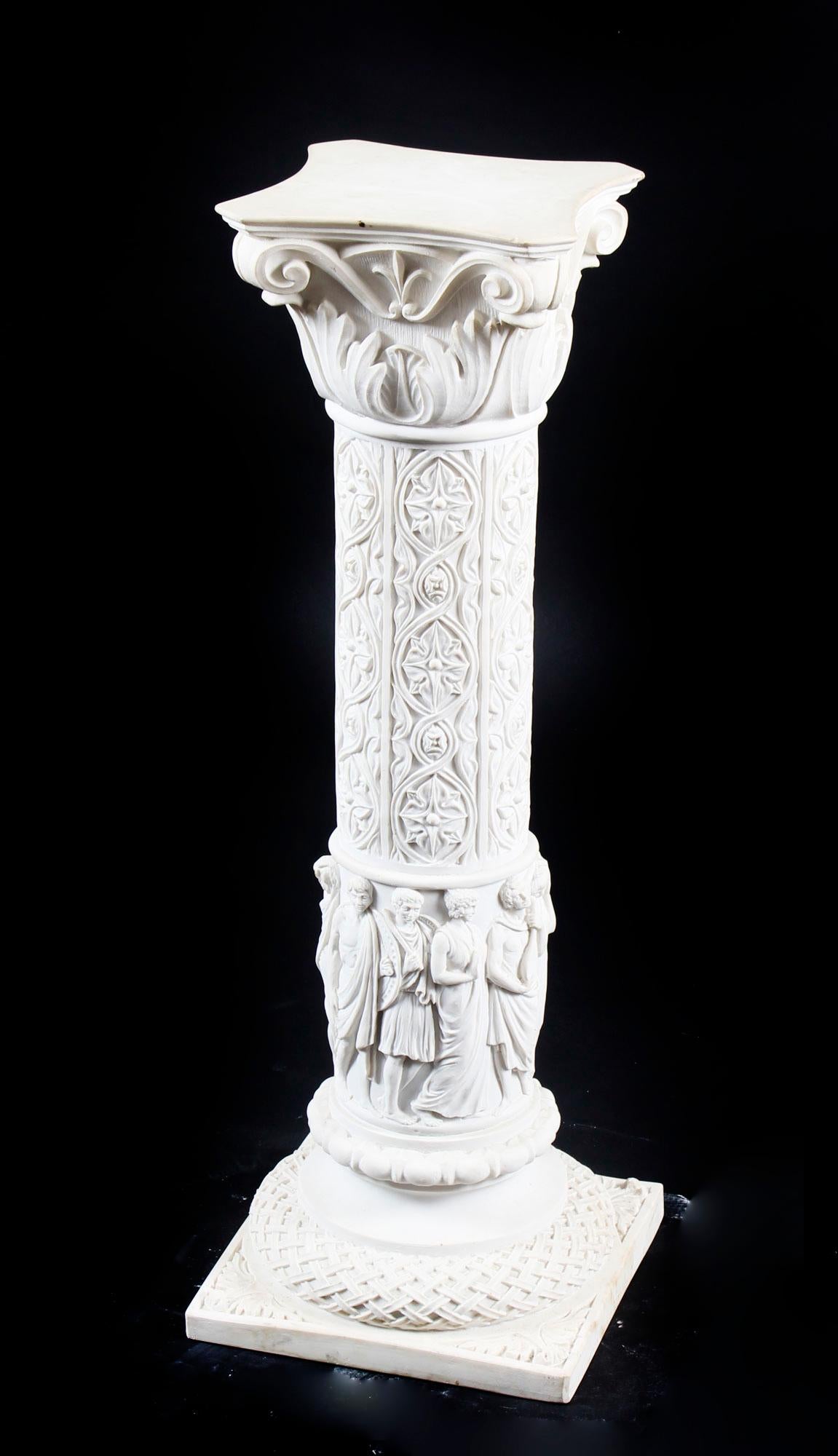 Marbre Buste d'Apollon en marbre composition vintage sur un piédestal, 20ème siècle en vente