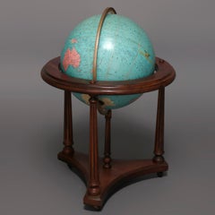 Vintage Comprehensive World Globe on Mahogany Floor Stand by Replogle