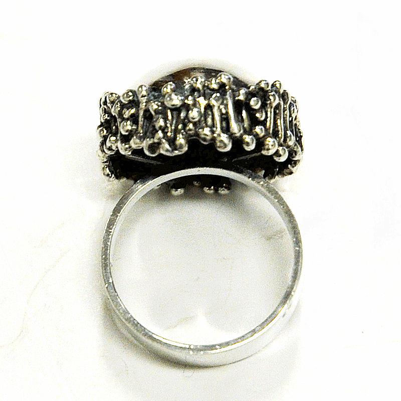 Vintage Silverring with texture edge by Erik Granit, Finland, 1971 In Good Condition In Stockholm, SE