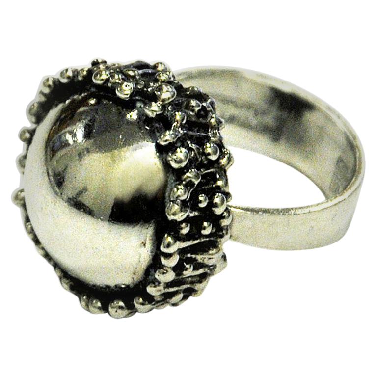 Vintage Silverring with texture edge by Erik Granit, Finland, 1971