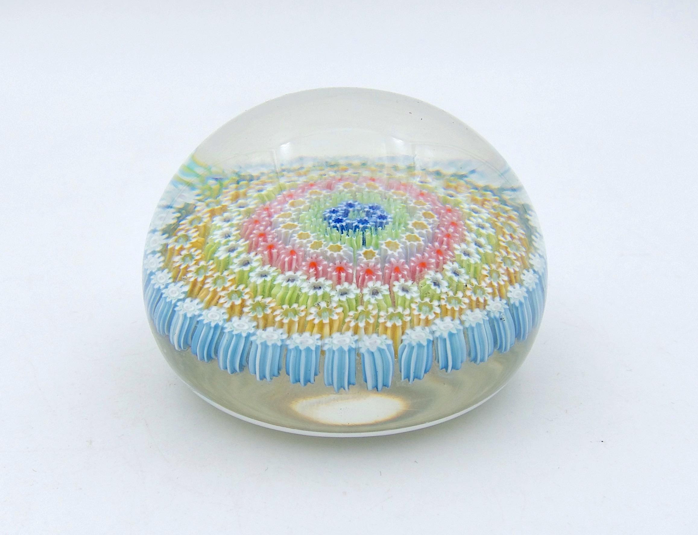 Modern Vintage Concentric Millefiori Perthshire Paperweight with P Cane