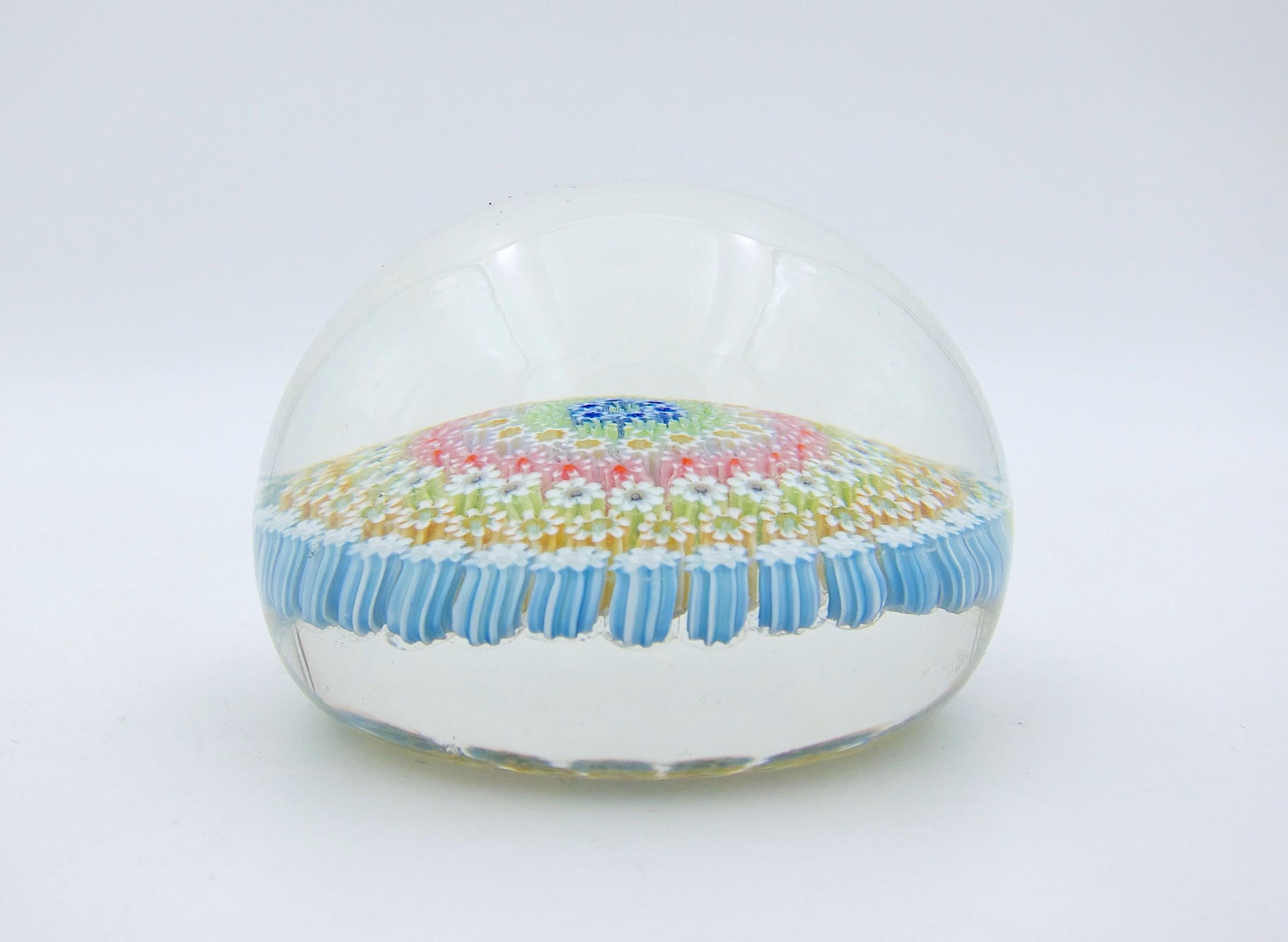 Hand-Crafted Vintage Concentric Millefiori Perthshire Paperweight with P Cane