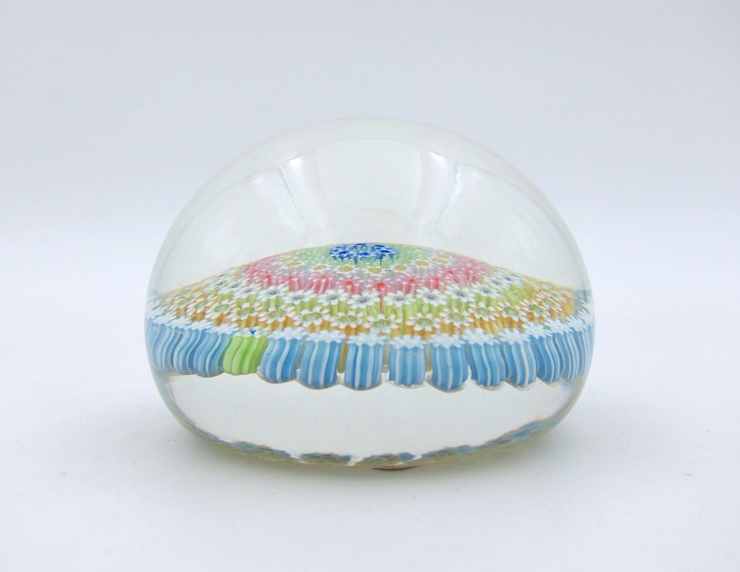 Vintage Concentric Millefiori Perthshire Paperweight with P Cane In Good Condition In Los Angeles, CA