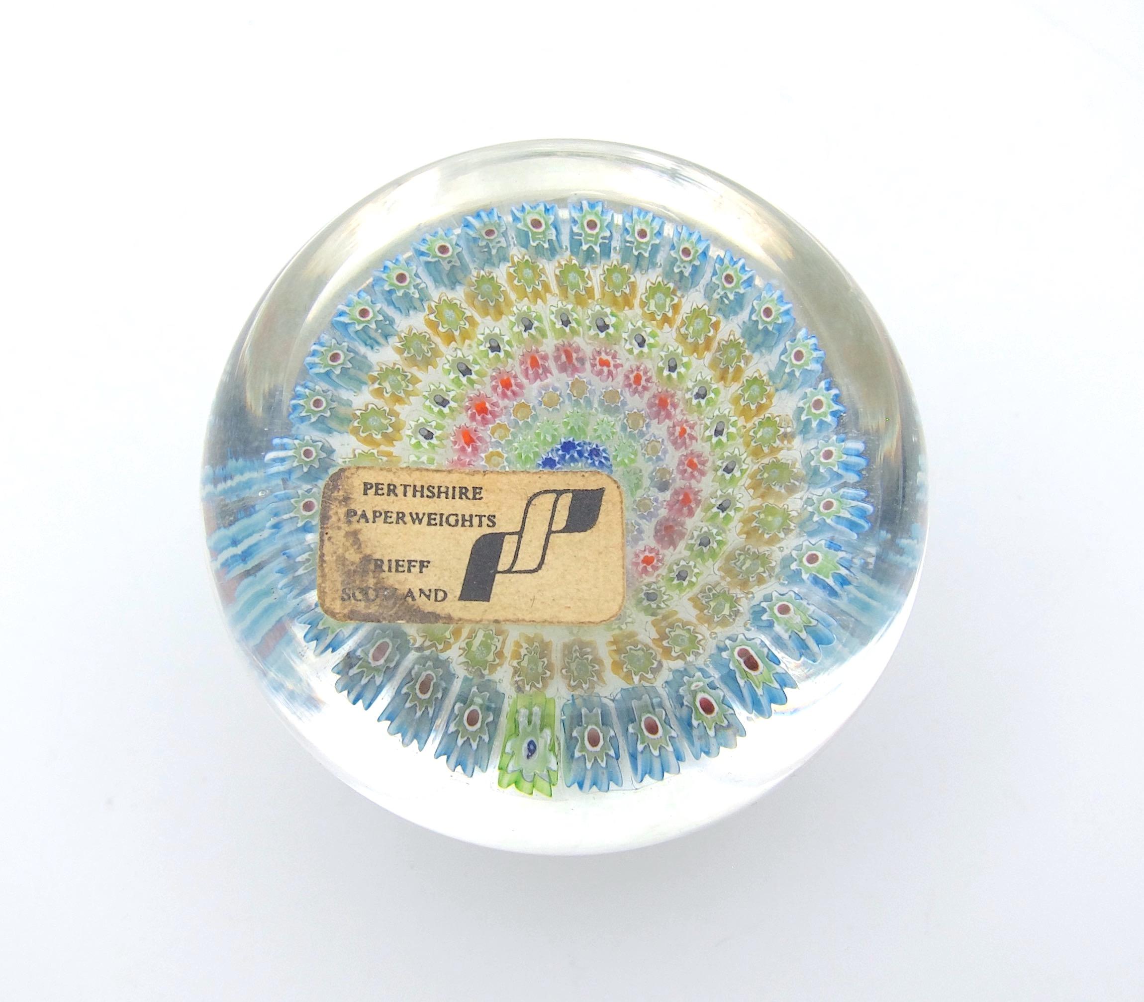 20th Century Vintage Concentric Millefiori Perthshire Paperweight with P Cane