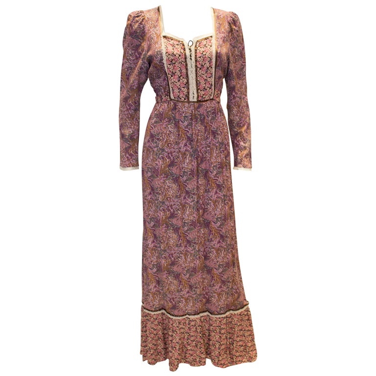Incredible Precious Rare Samuel Sherman Bohemian Cotton Angel Sleeve Maxi Dress