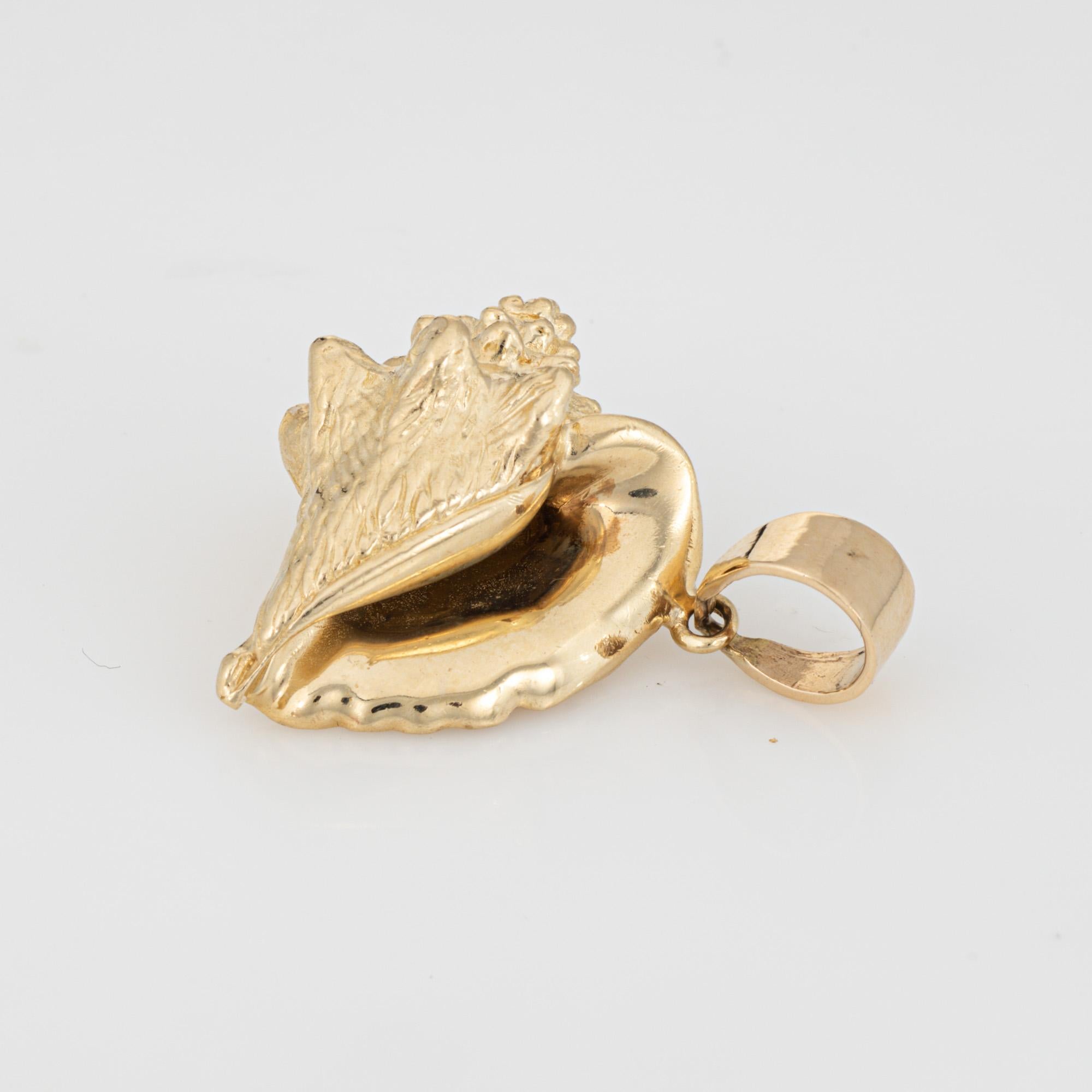Modern Vintage Conch Shell Pendant 14k Gold Charm Heavy 17.7 Grams Sea Shell Ocean