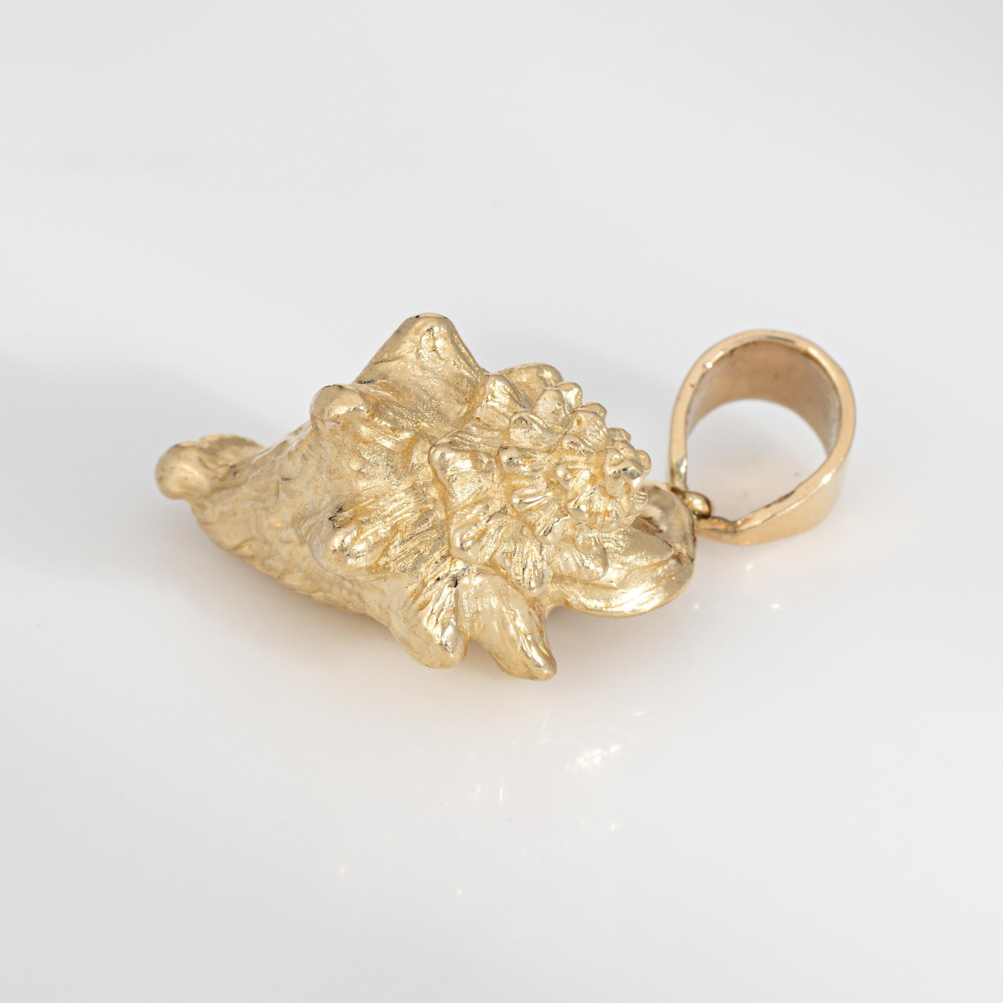 Vintage Conch Shell Pendant 14k Gold Charm Heavy 17.7 Grams Sea Shell Ocean In Good Condition In Torrance, CA