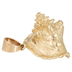 Vintage Conch Shell Pendant 14k Gold Charm Heavy 17.7 Grams Sea Shell Ocean