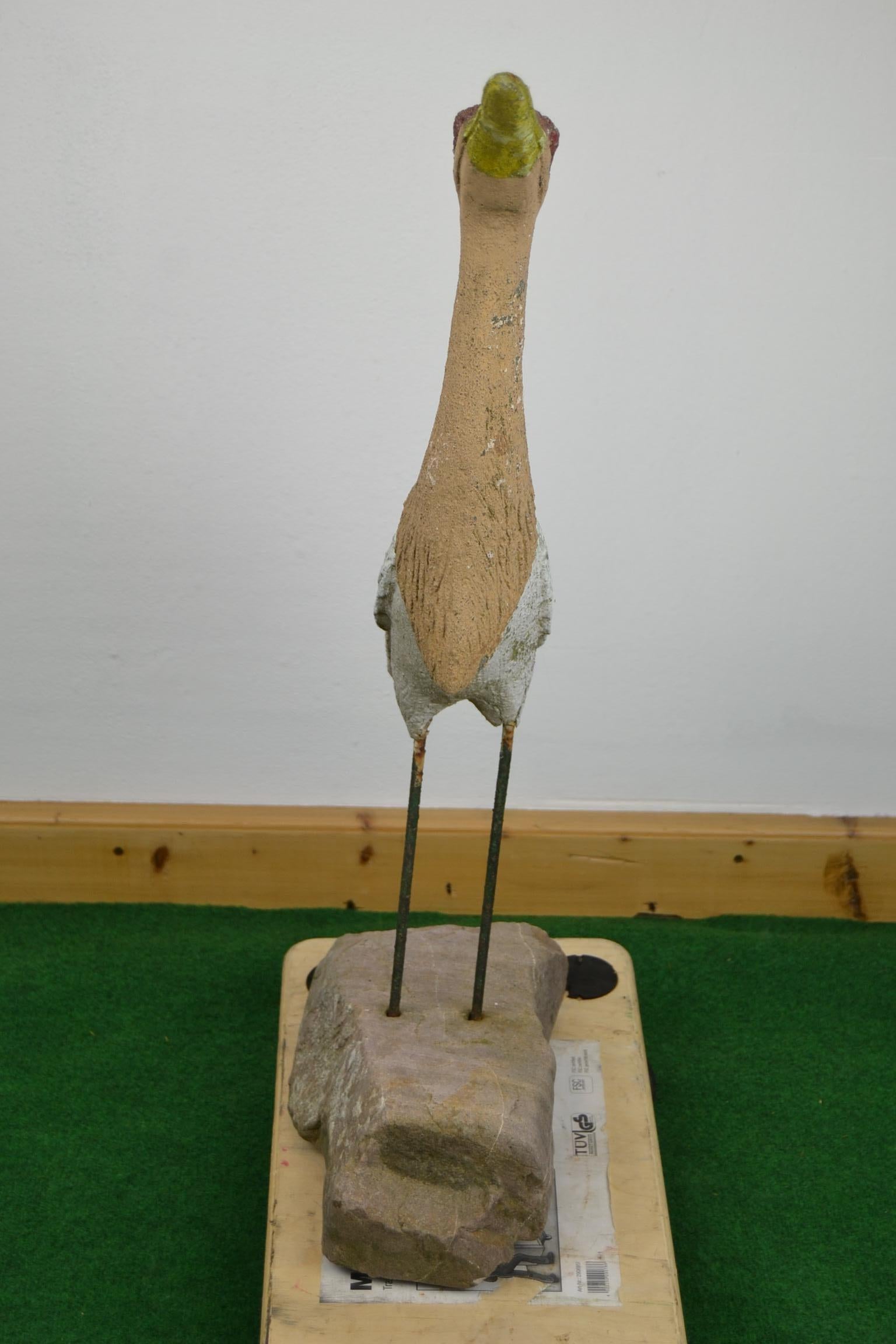 Vintage Concrete Bird Sculptures, 4 pieces of Garden Birds, France For
