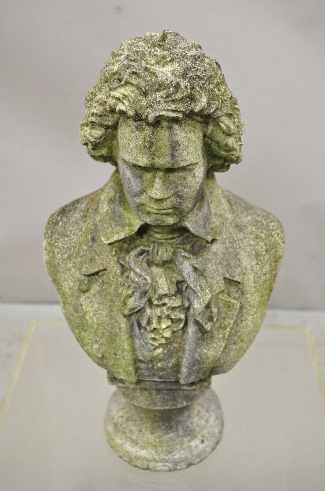 Vintage Concrete Cement Stone Beethoven Sculpture Classical Style In Good Condition In Philadelphia, PA