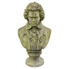 Vintage Concrete Cement Stone Beethoven Sculpture Classical Style