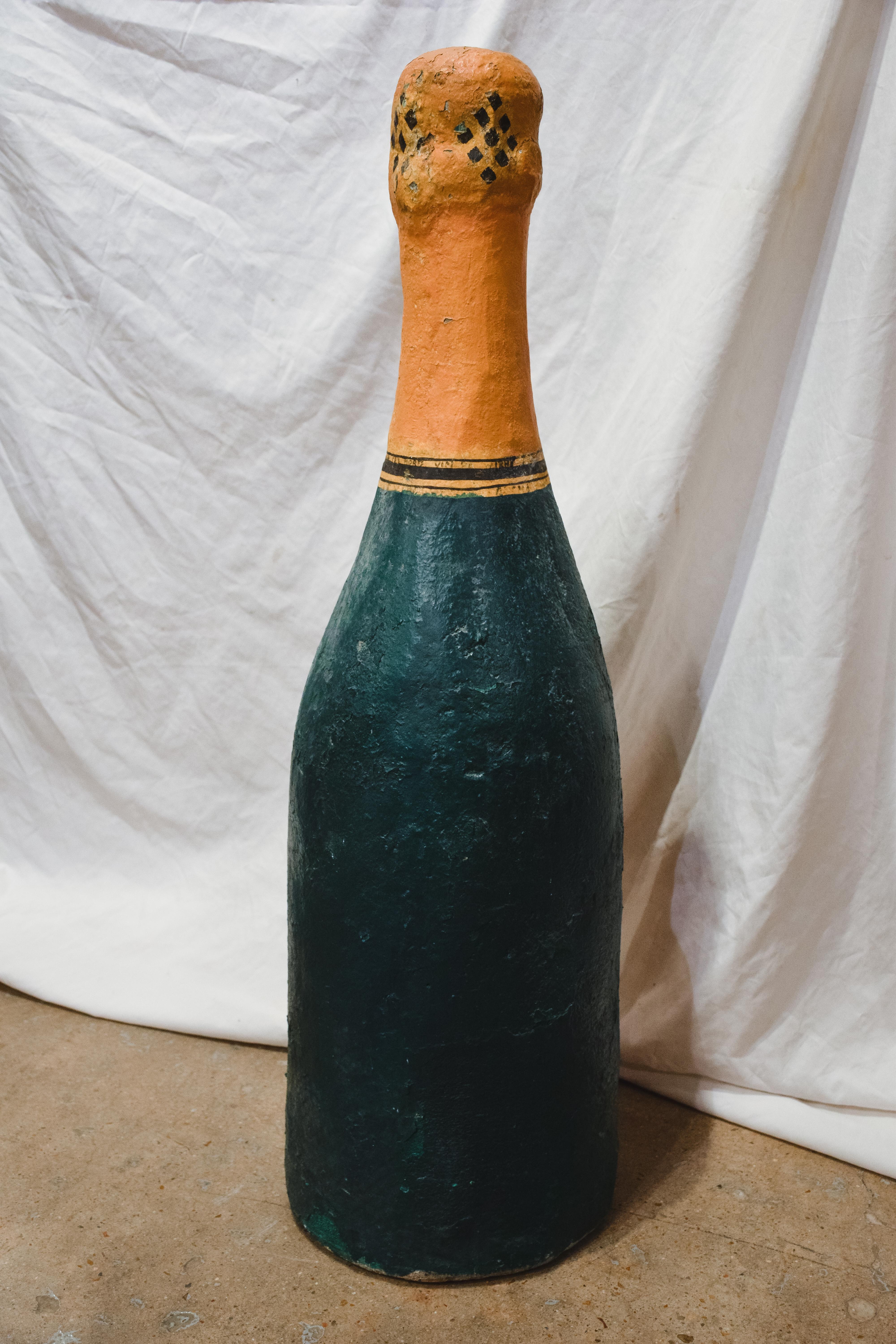 Vintage Concrete Champagne Bottle In Good Condition For Sale In Houston, TX
