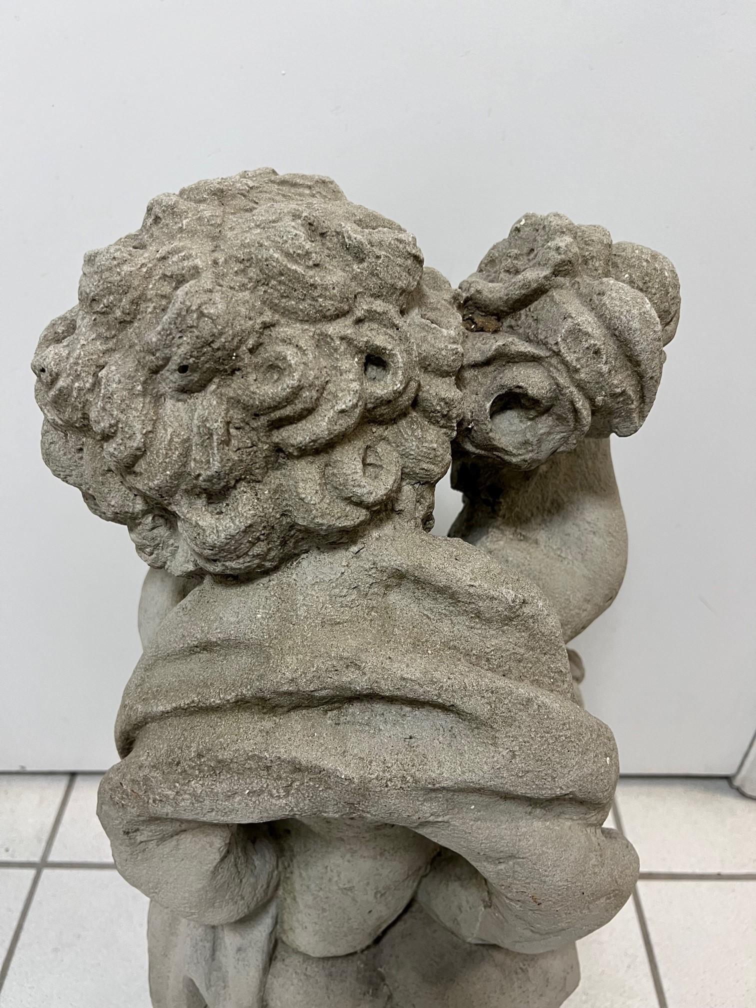 Vintage Concrete Cherub Statue Spring One of the Four Seasons    For Sale 4
