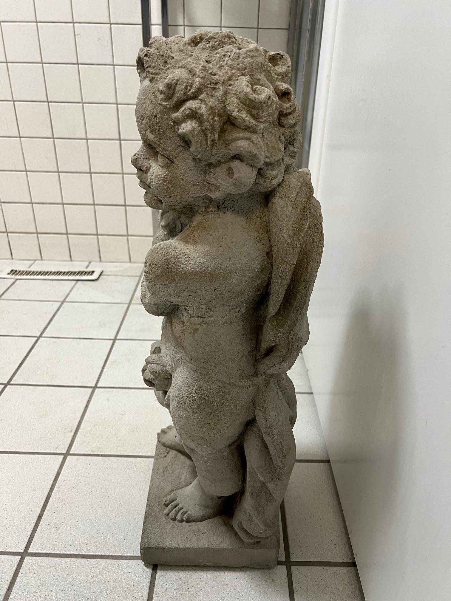 Vintage Concrete Cherub Statue Spring One of the Four Seasons    For Sale 8