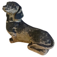 Vintage Concrete Dachshund Dog Sculpture Statue Garden Ornament