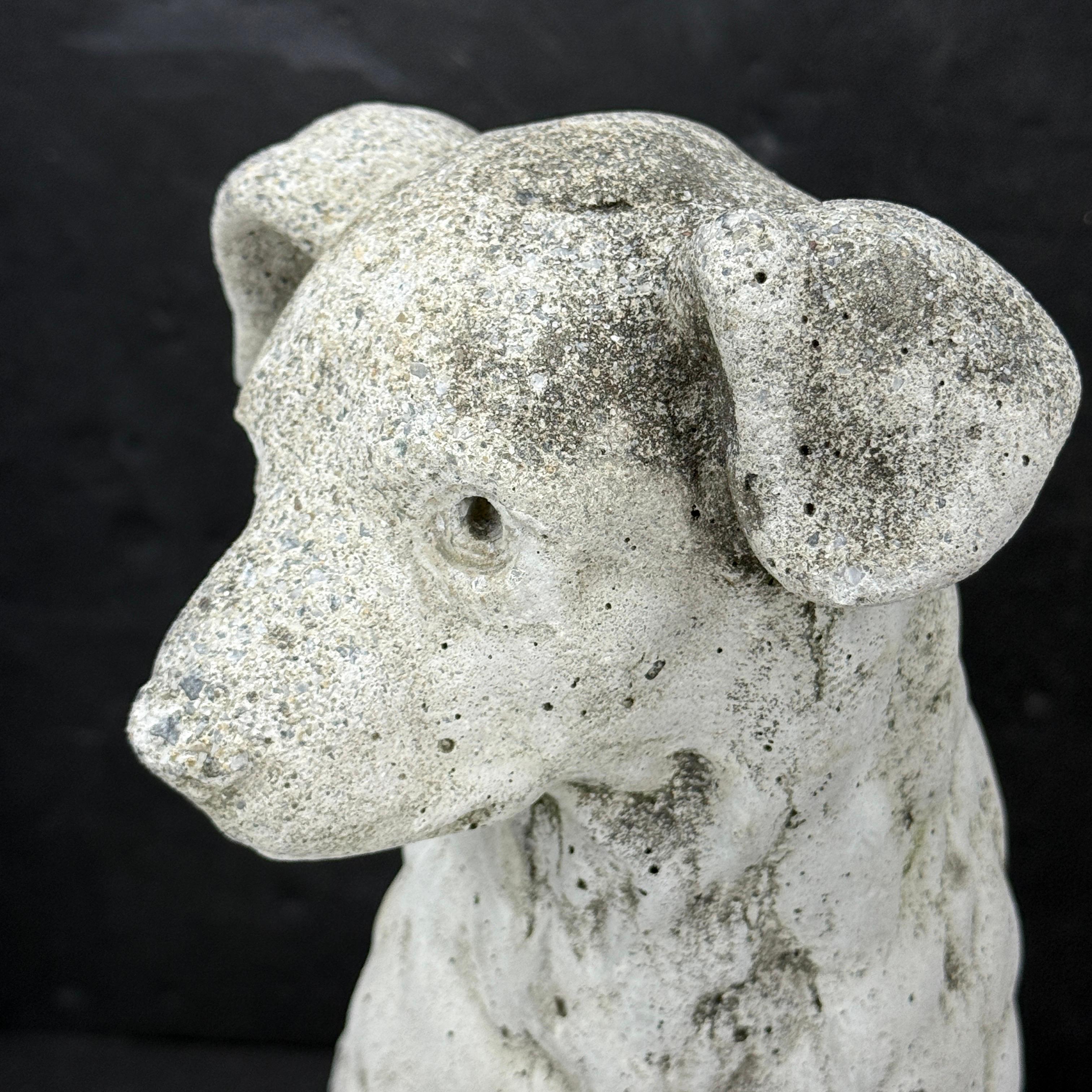 Vintage Concrete Dog Sculpture Statue Garden Ornament 3