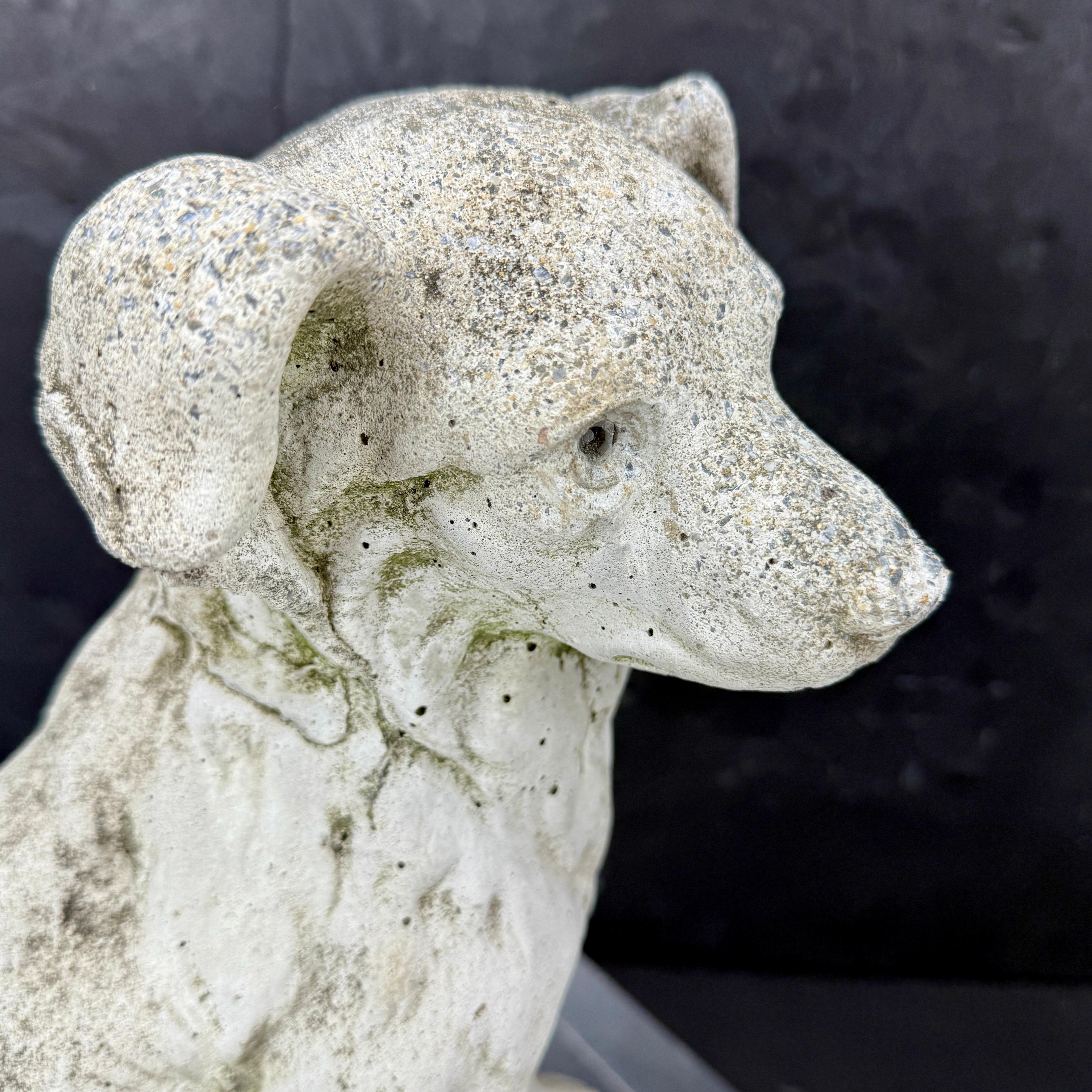 Vintage Concrete Dog Sculpture Statue Garden Ornament 6