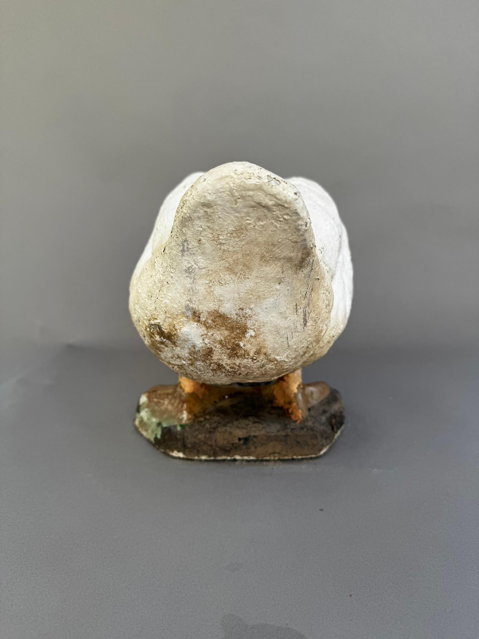 Calco Fermaporta d'epoca in cemento - Scultura dipinta a mano di un'oca che gracchia in vendita