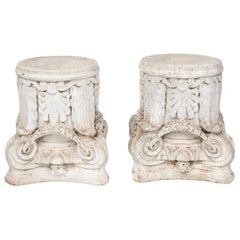 Vintage Concrete Greek Corinthian Style Decorative Carved Capital