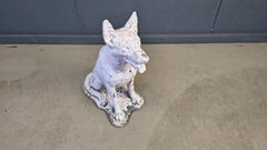 Vintage concrete guard dog sculpture of a belgian shepherd , 1960s