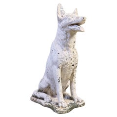 Vintage concrete guard dog sculpture of a belgian shepherd , 1960s