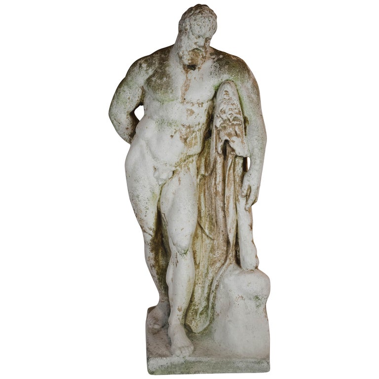 Vintage Concrete Male Garden Statue For Sale at 1stDibs