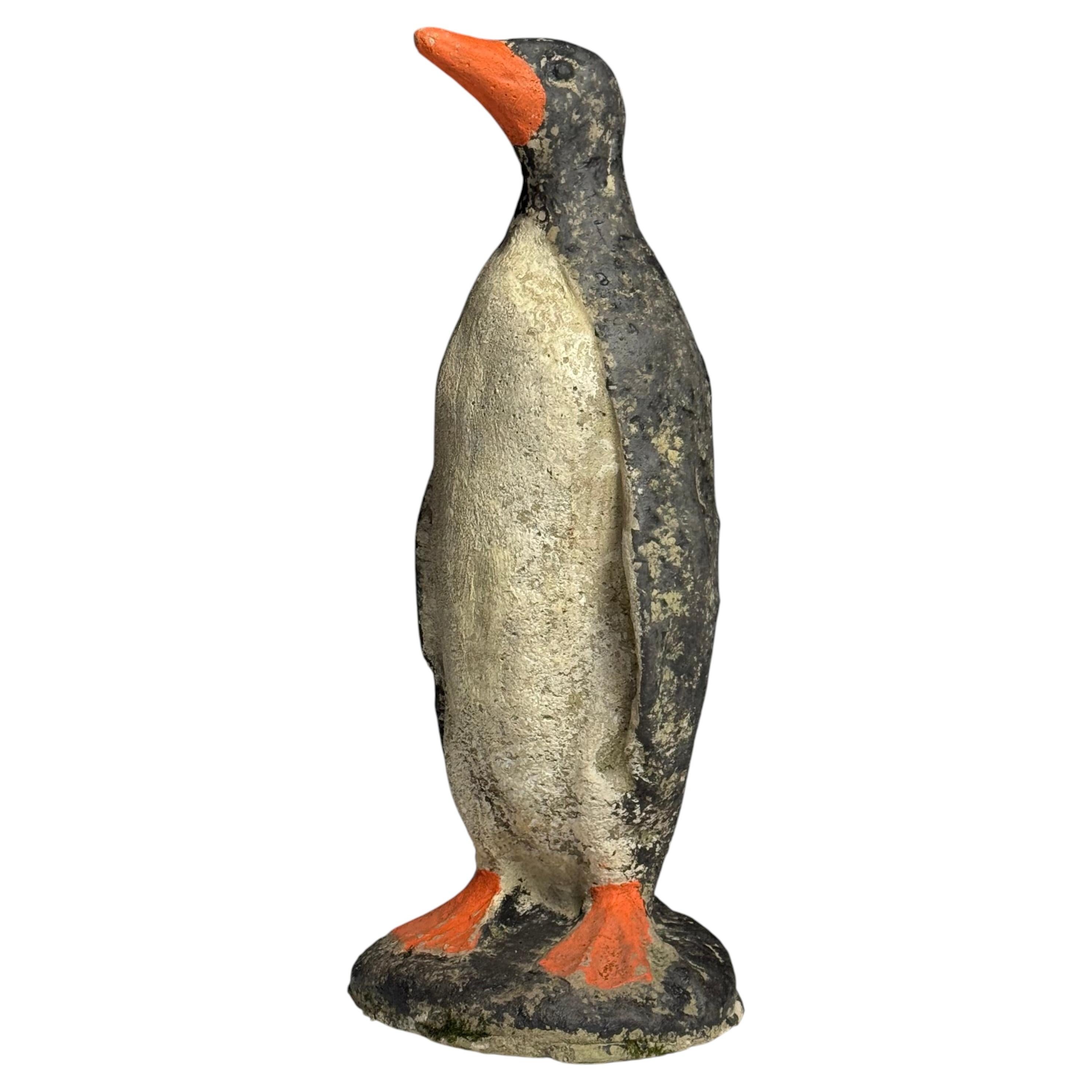 Vintage Concrete Penguin Garten Statue