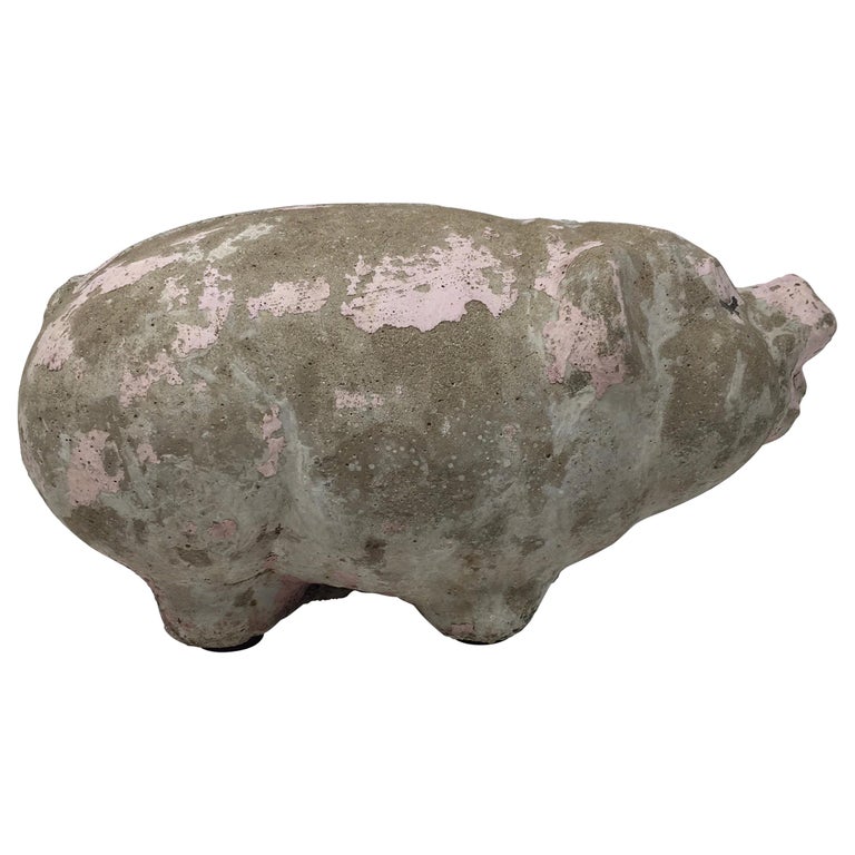 Vintage Concrete Pig at 1stDibs