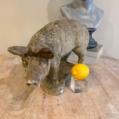 Vintage Beton Schwein Skulptur, Charming Garten Ornament, 1960er Jahre Dekor