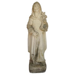 Vintage Concrete Saint Fiarcre Garden Statue, Patron Saint of Gardeners