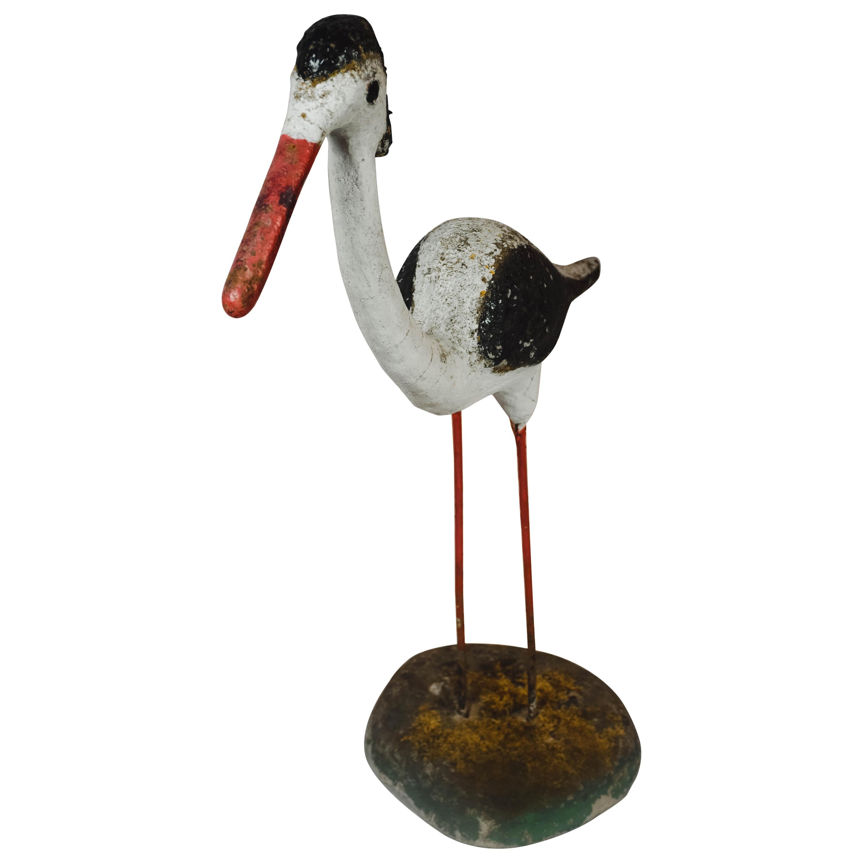 Vintage Concrete Shore Bird on Stand