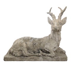 Antique Concrete Stag Sculpture