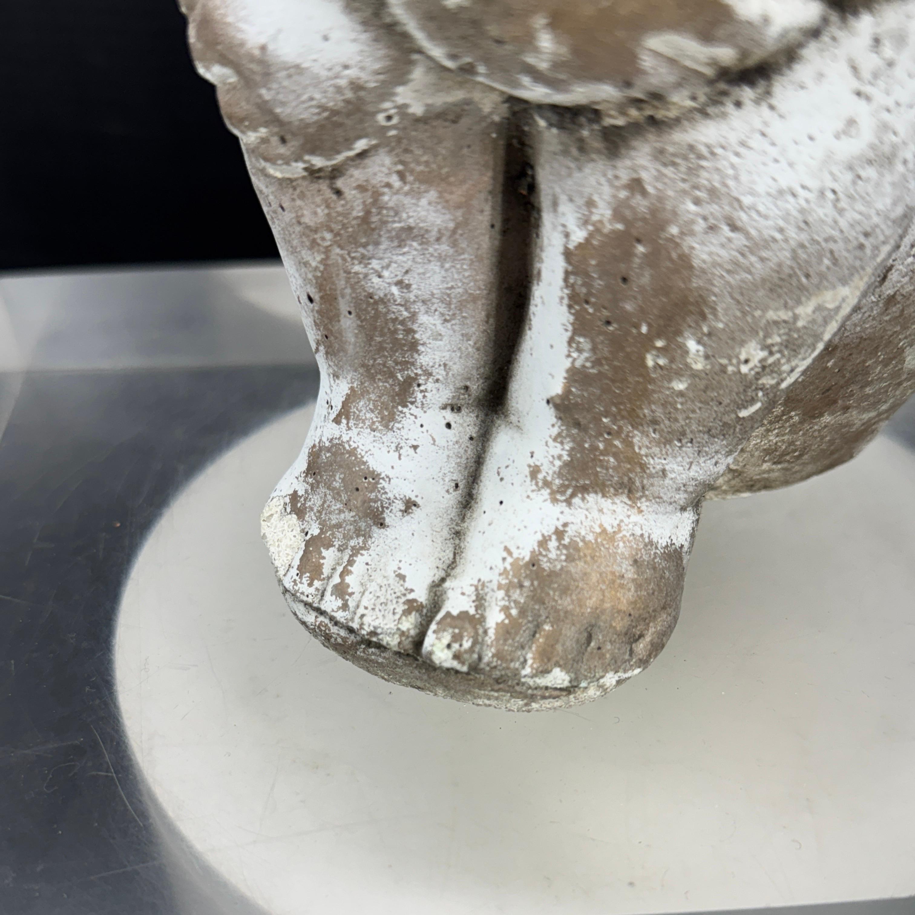 Vintage Concrete Statue of Girl Holding Knees Garden Ornament For Sale 10