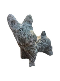 Vintage Concrete Terrier Dog Garden Statue