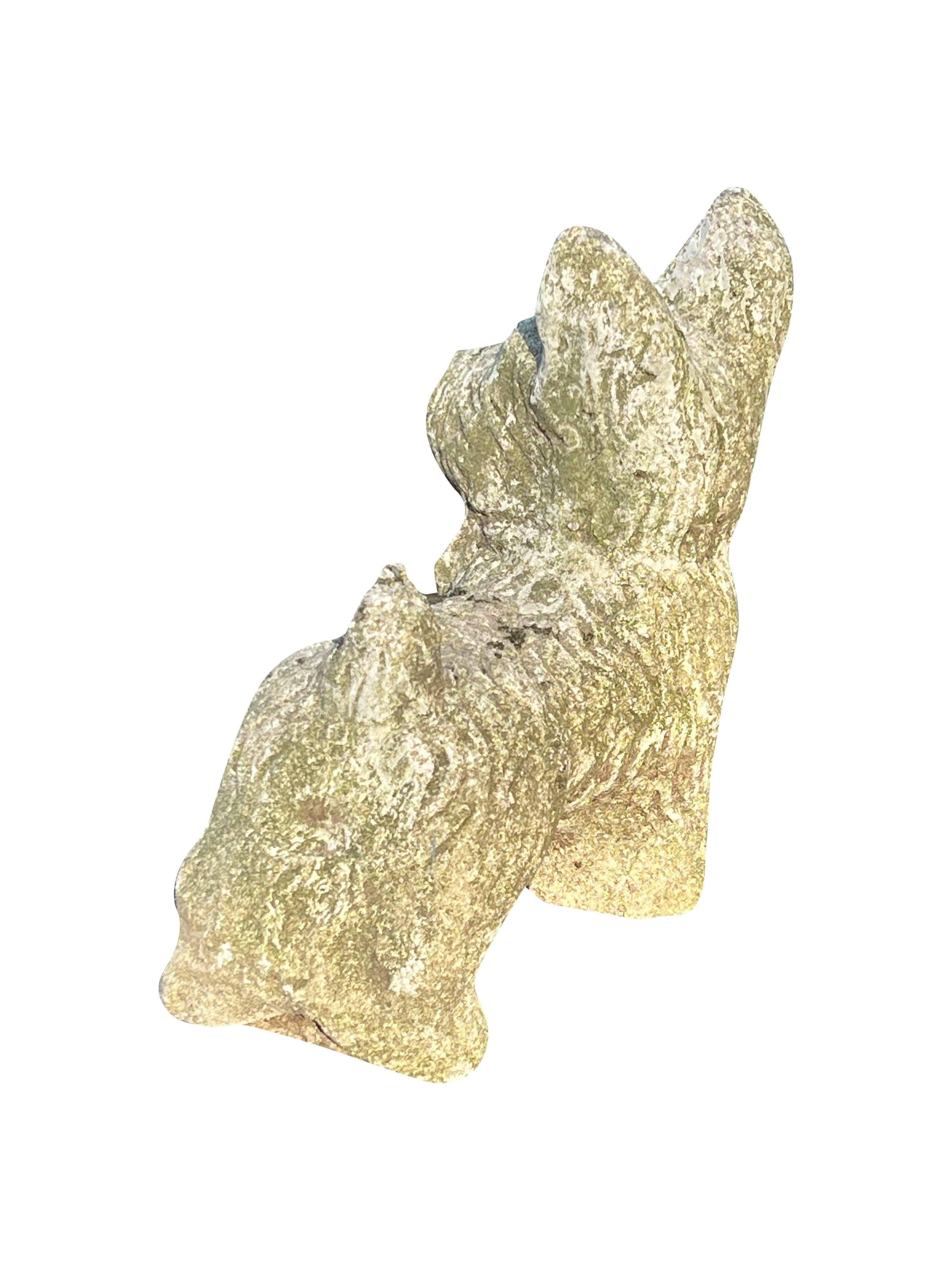 Estatua de jardín de perro Terrier de hormigón vintage Concreto en venta