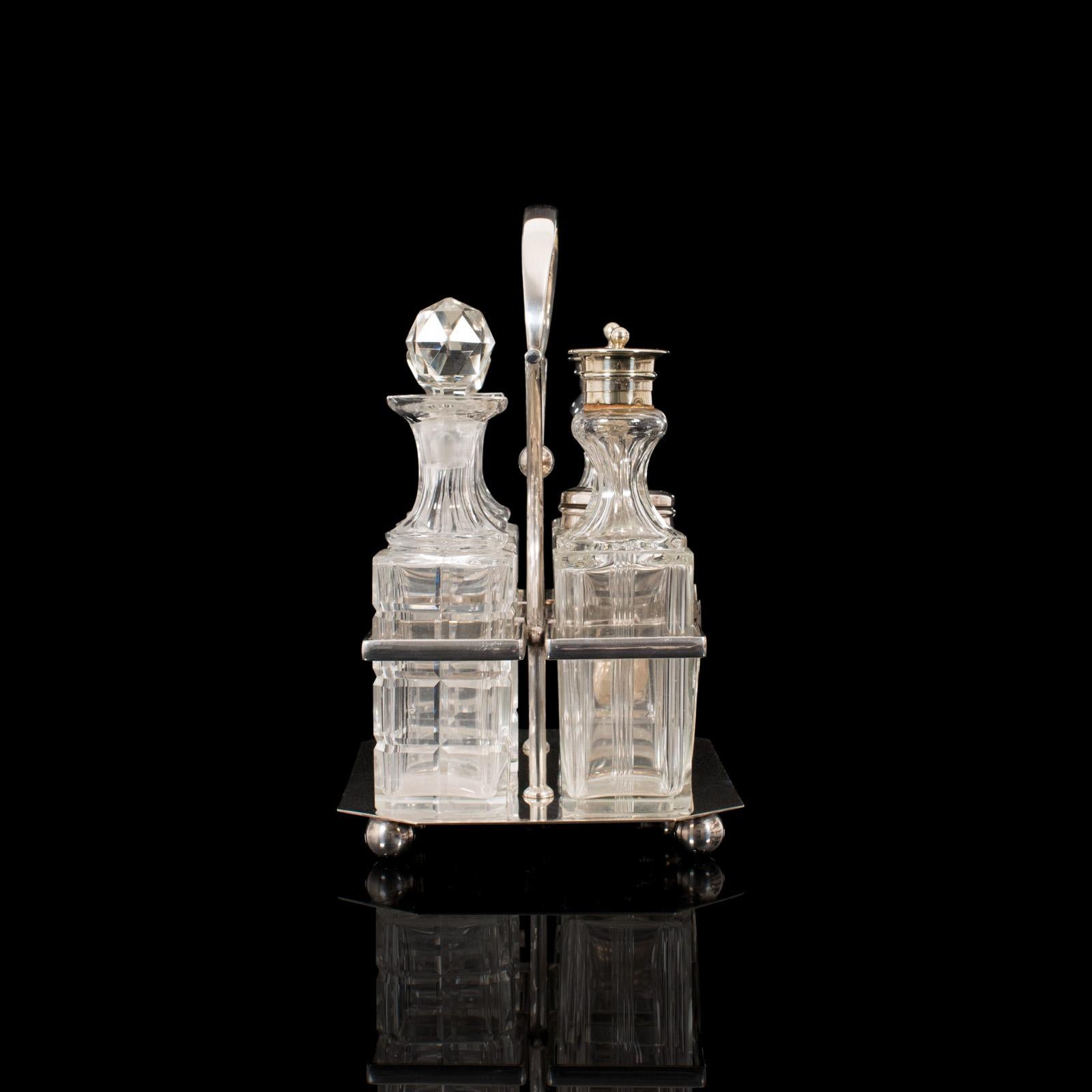 Vintage Condiment Set English Silver Plate Table Rack Pringle & Sons, circa 1930 In Good Condition In Hele, Devon, GB