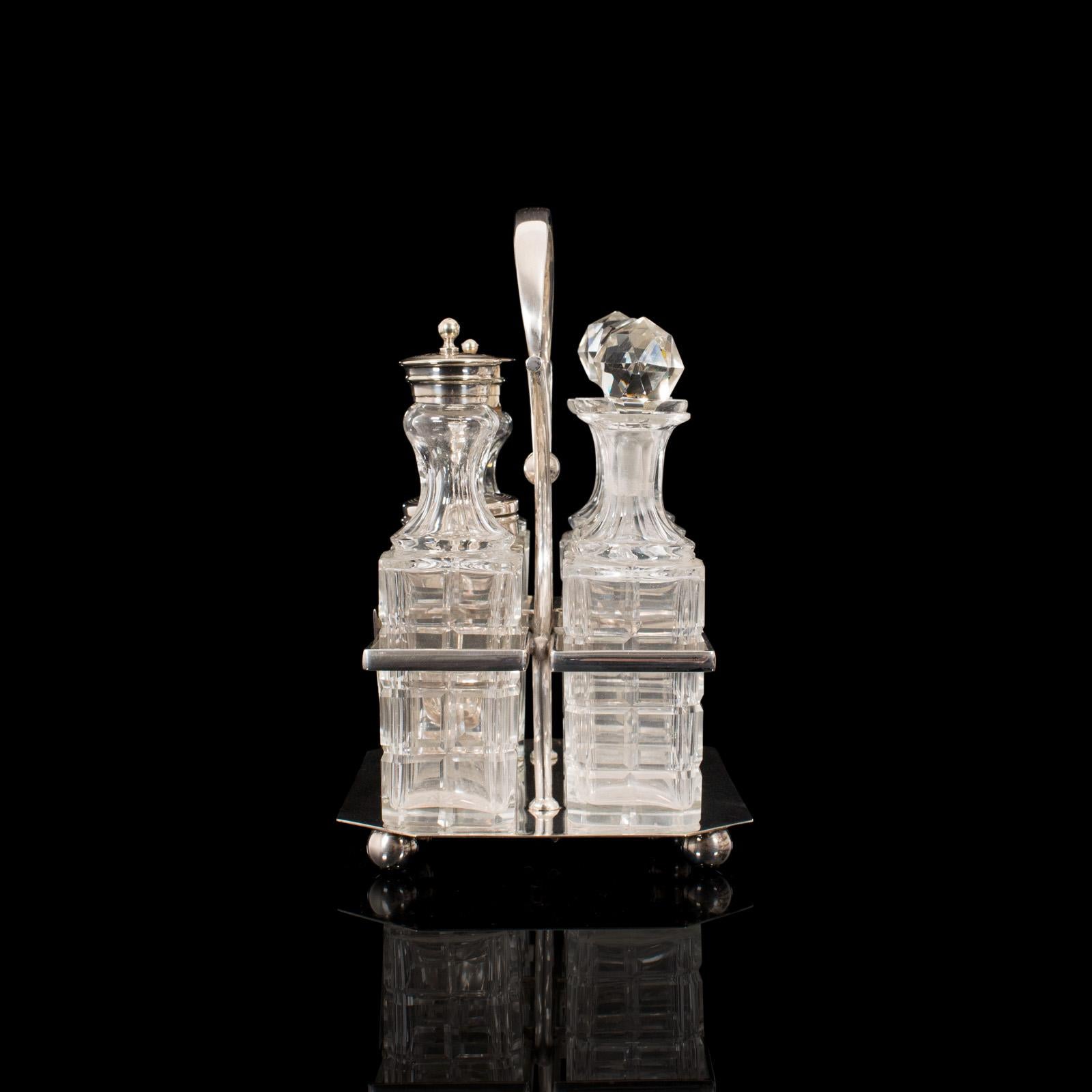 20th Century Vintage Condiment Set English Silver Plate Table Rack Pringle & Sons, circa 1930