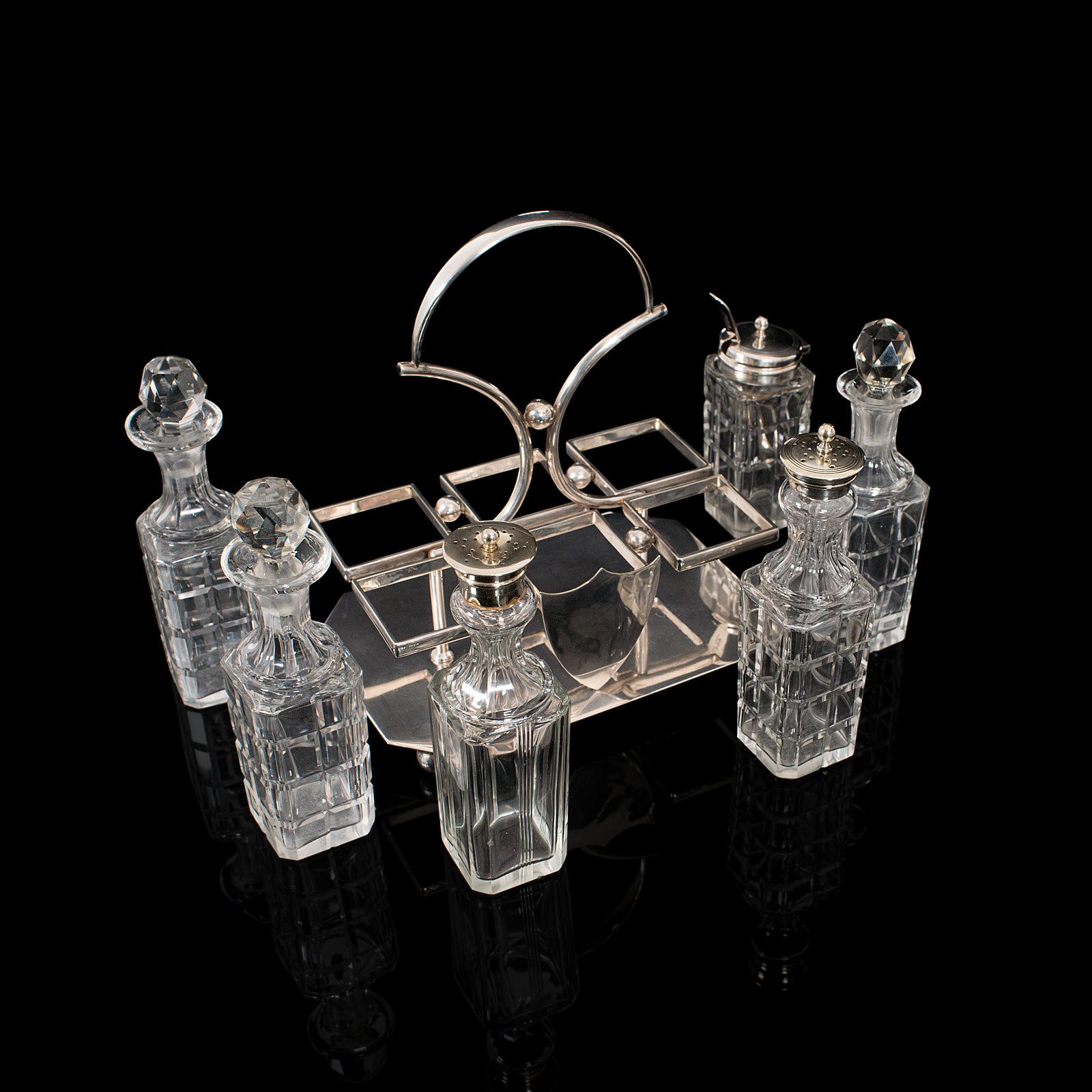Vintage Condiment Set English Silver Plate Table Rack Pringle & Sons, circa 1930 2