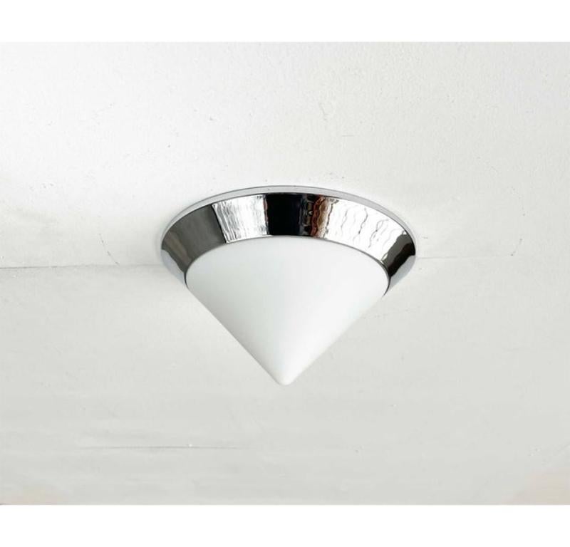 Vintage Cone Glass and Chrome Ceiling Lamp, 1980s For Sale 8