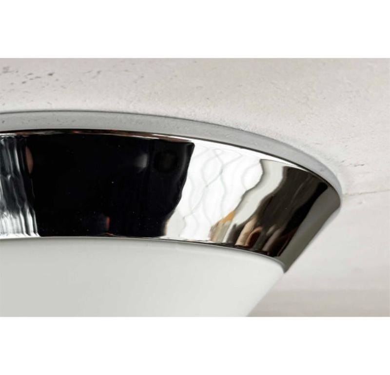 Vintage Cone Glass and Chrome Ceiling Lamp, 1980s For Sale 12