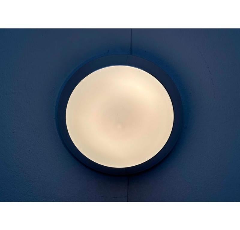Post-Modern Vintage Cone Glass and Chrome Ceiling Lamp, 1980s For Sale