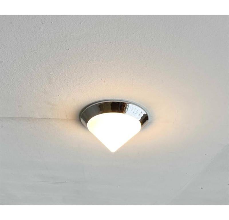 Vintage Cone Glass and Chrome Ceiling Lamp, 1980s In Good Condition For Sale In Hamburg, DE