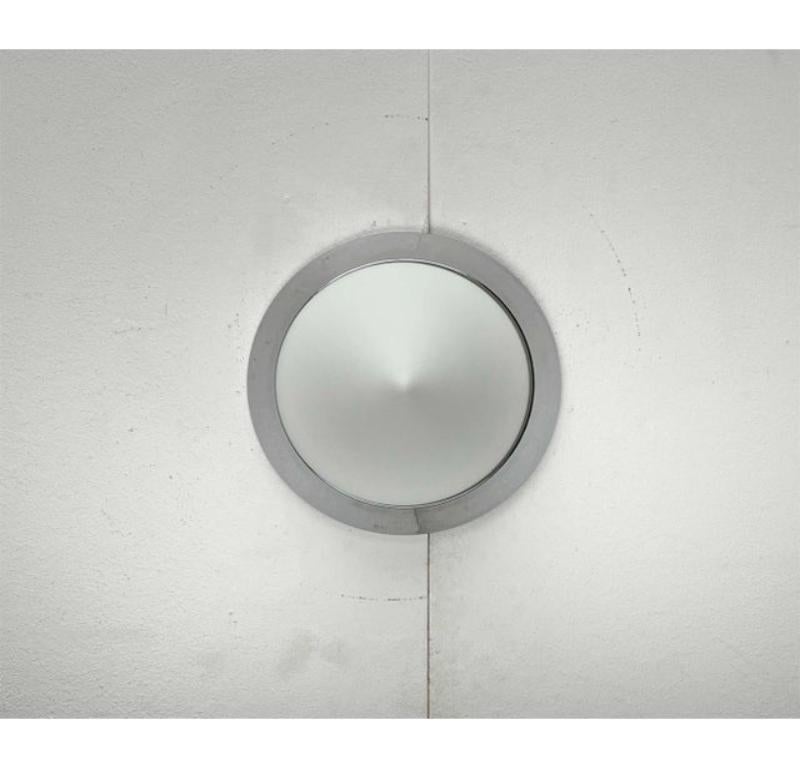 Vintage Cone Glass and Chrome Ceiling Lamp, 1980s For Sale 1