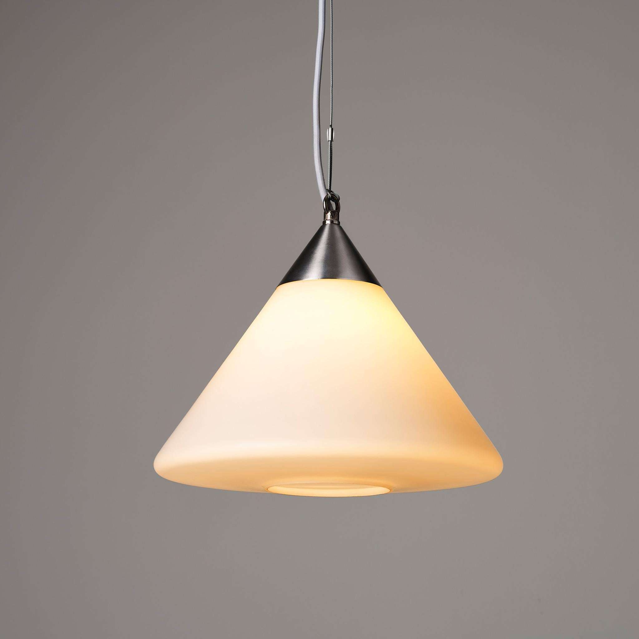 Mid-Century Modern Vintage Conical Glass Pendant Light - Small For Sale