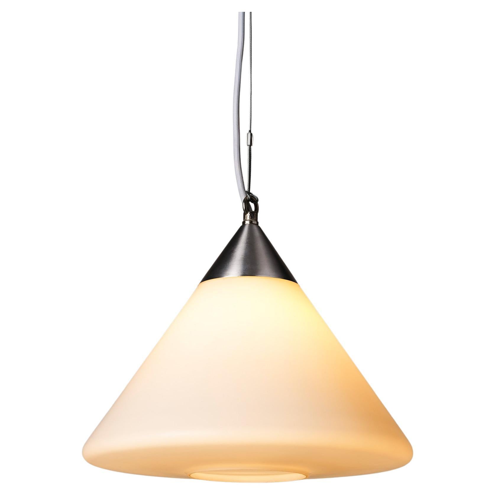 Vintage Conical Glass Pendant Light - Small For Sale